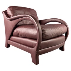 Jay Spectre Tycoon Leder Lounge Stuhl in Burgund für Century