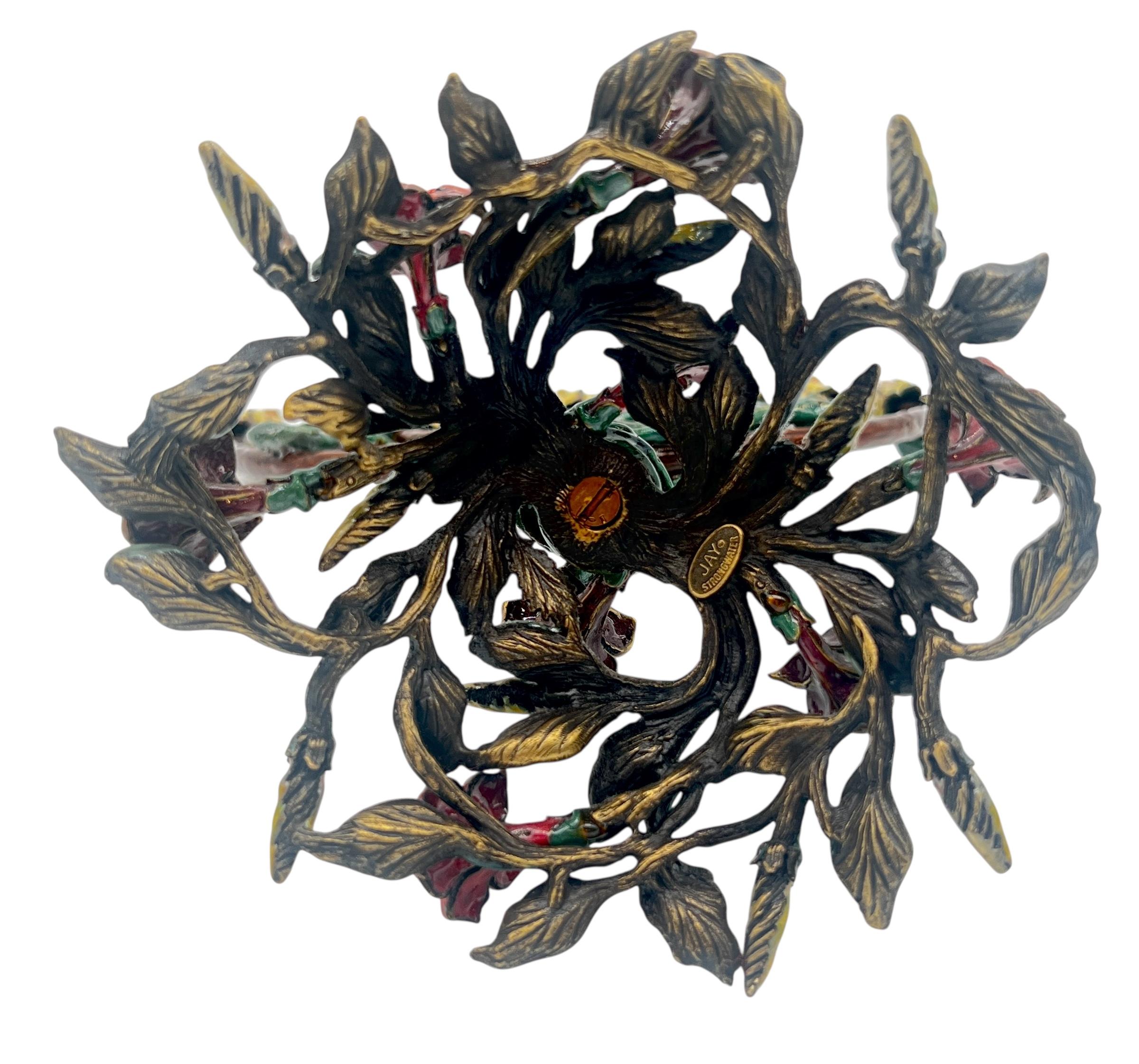 Jay Strongwater Menorah di Hanukkah smaltata e ingioiellata con Magnolia in vendita 1
