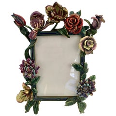 Jay Strongwater Bronze and Polychrome Enamel Photo Frame