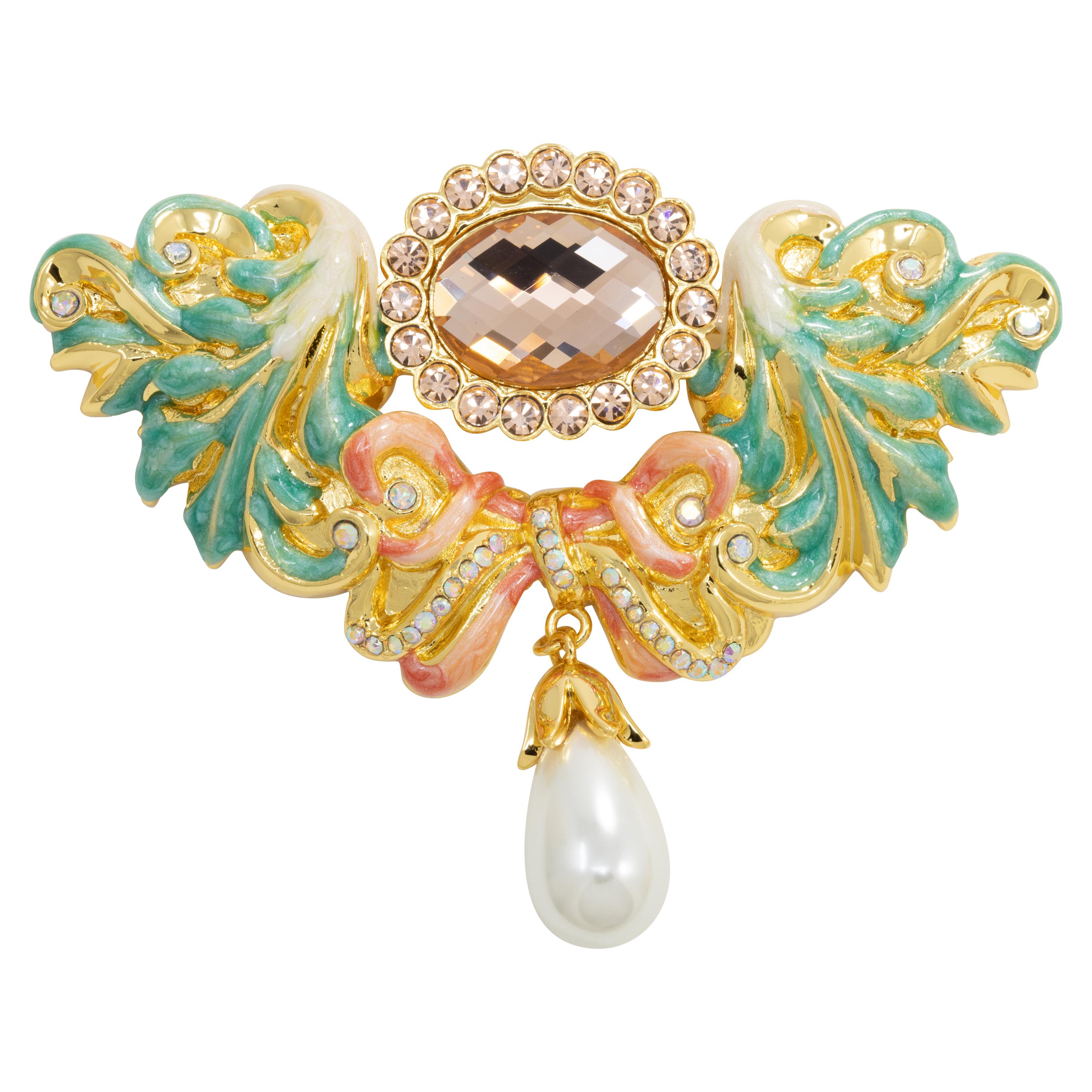 Broche en épingle baroque avec la beauté et la bête de Disney - Jay Strongwater - Romance en vente