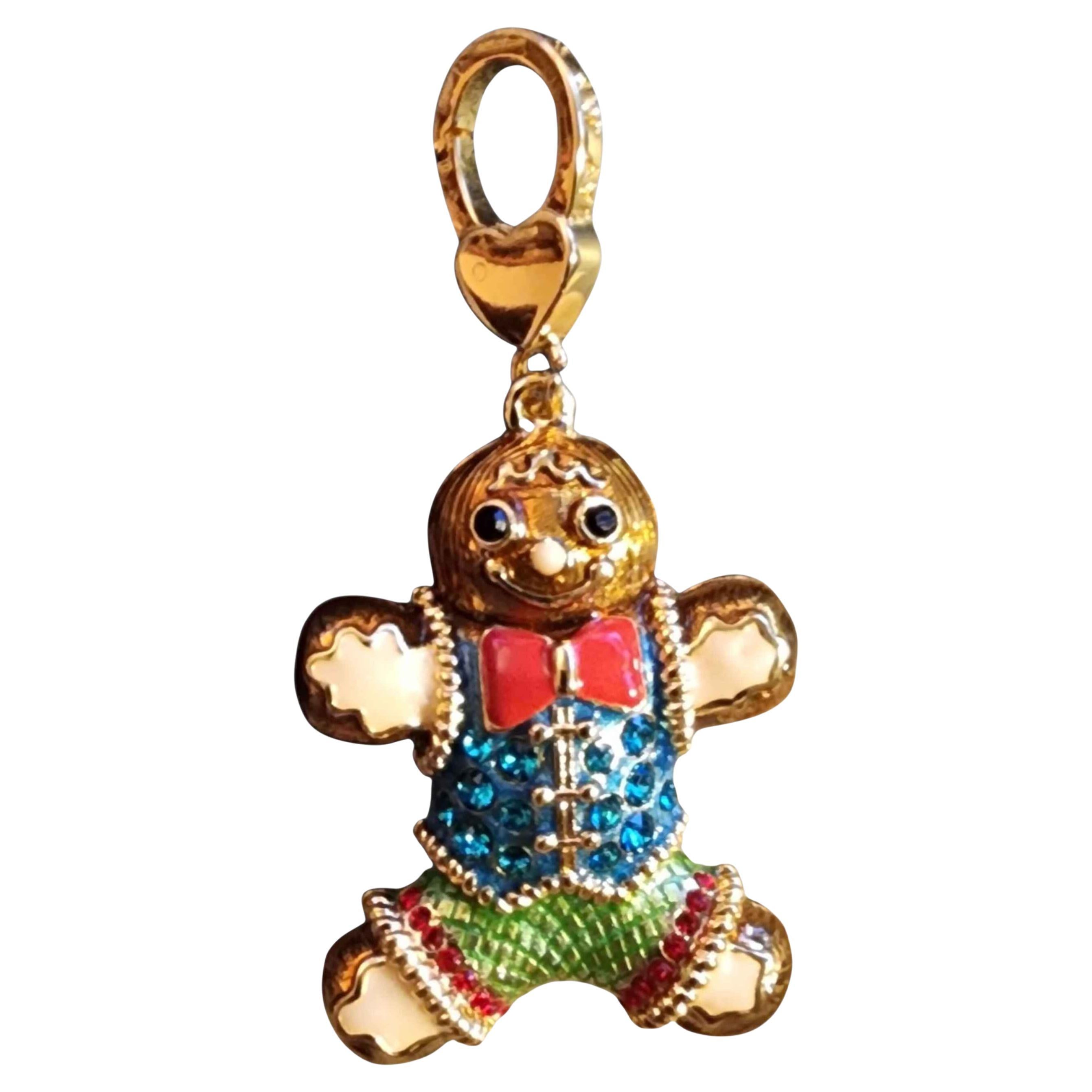 Jay Strongwater Enamel Gingerbread Man Holiday Charm