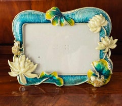 Jay Strongwater Enameled Picture Frame with Frogs and Waterlilies
