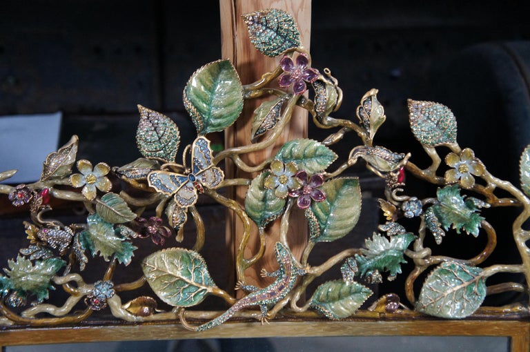 Jay Strongwater Flora and Fauna Enamel Bronze Swarovski Crystal