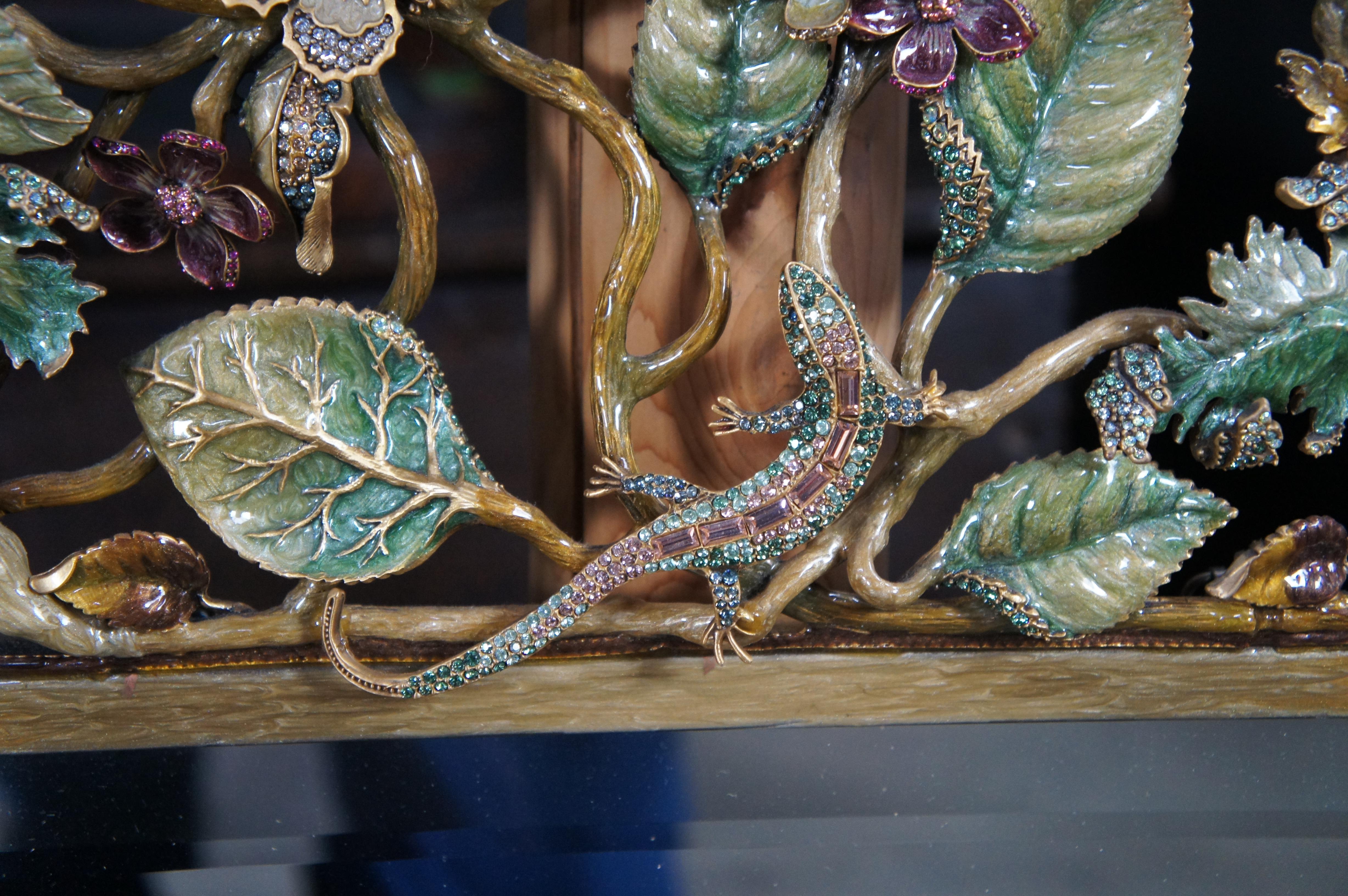 Bronze Miroir mural Jay Strongwater Flora and Fauna en bronze émaillé et cristal Swarovski 31