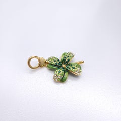 Jay Strongwater Four-Leaf Clover Enamel Charm, Gold-Plated with Crystals, JAY