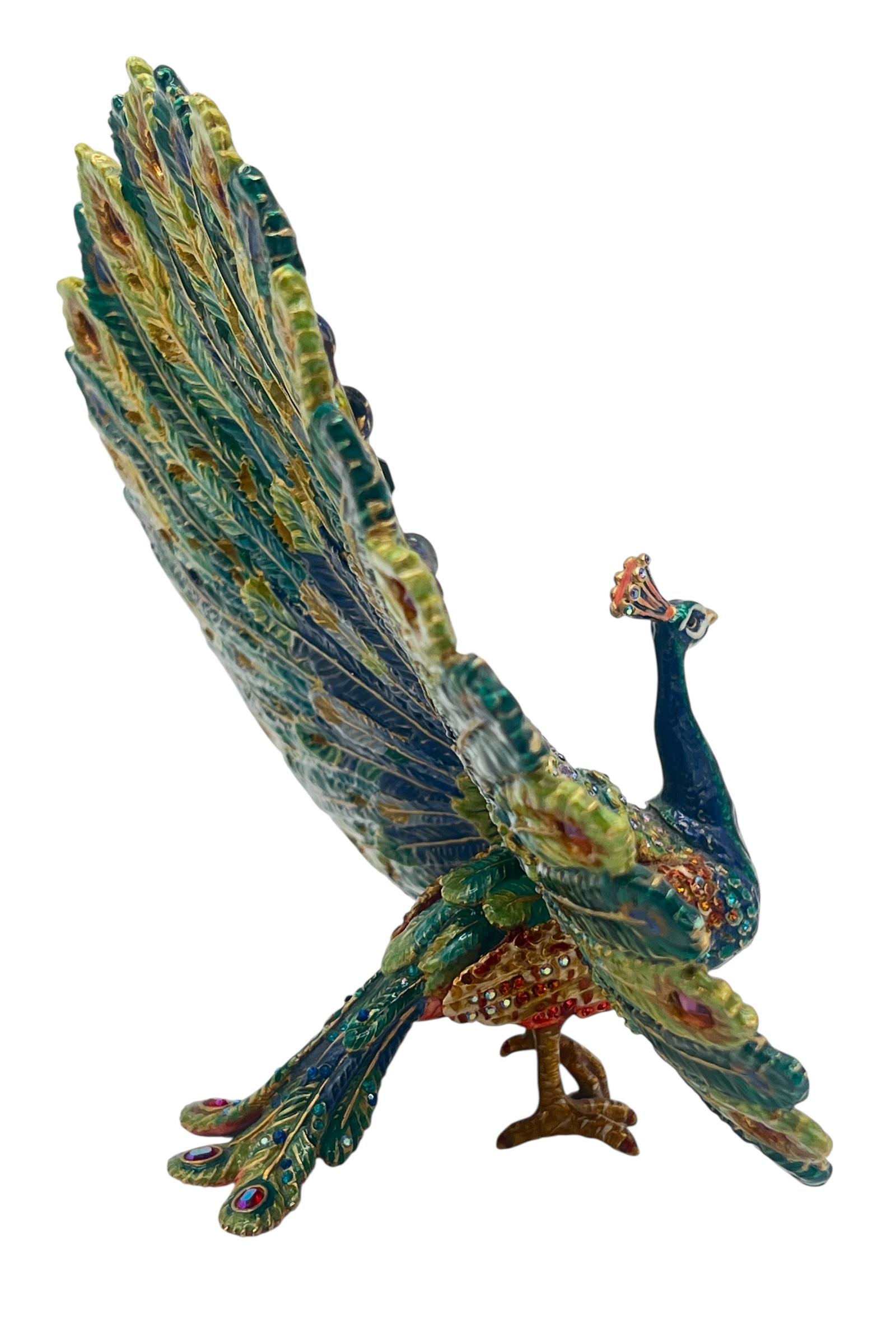 Figurina di pavone smaltata in edizione limitata di Jay Strongwater 250/250 In condizioni buone in vendita a New York, NY