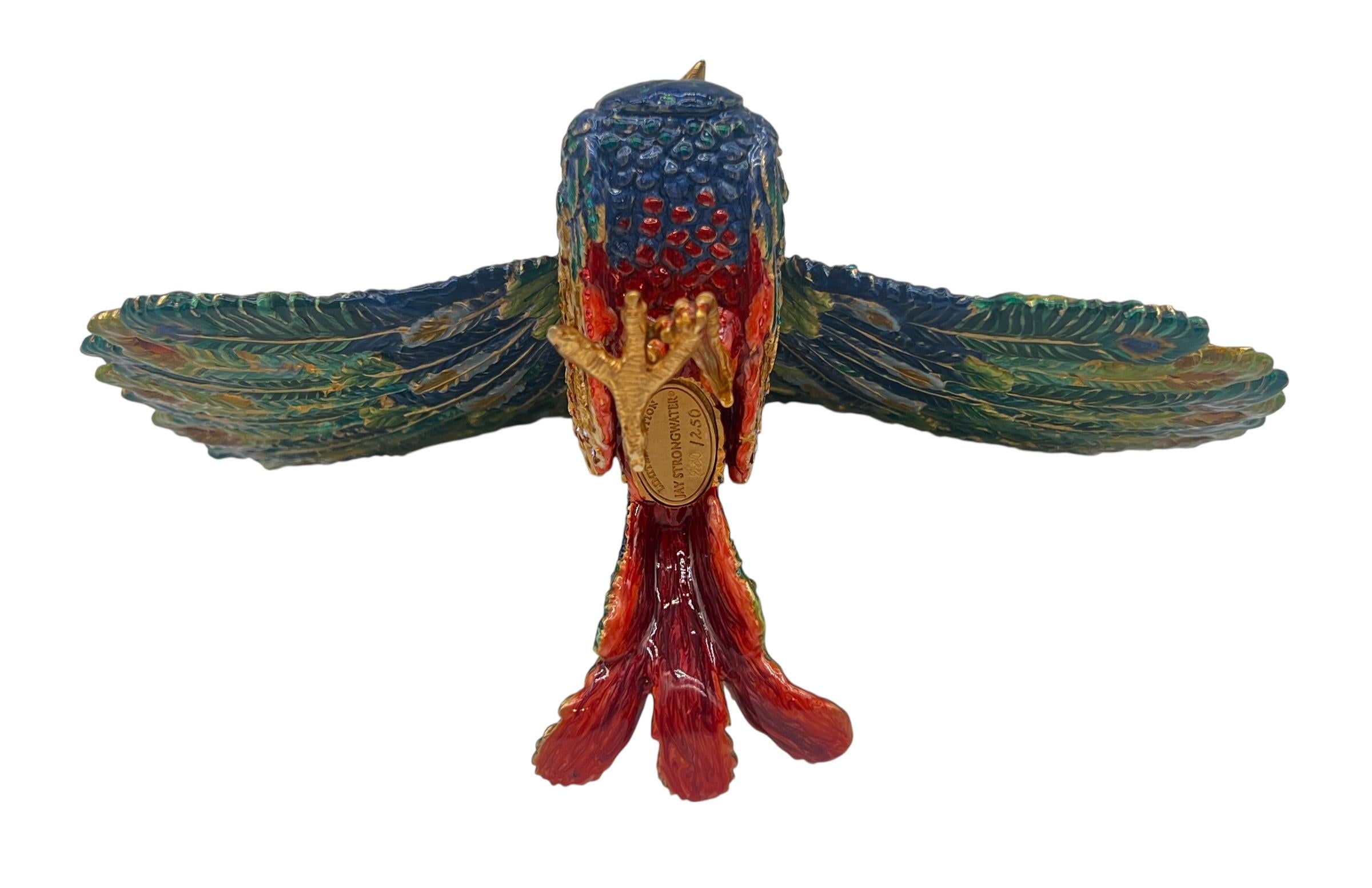 Figurina di pavone smaltata in edizione limitata di Jay Strongwater 250/250 in vendita 1
