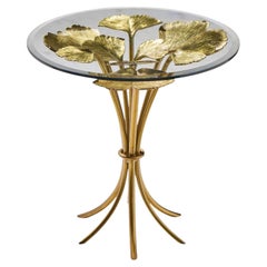 Jay Strongwater Lola Ginkgo Brass Leaf Side Table