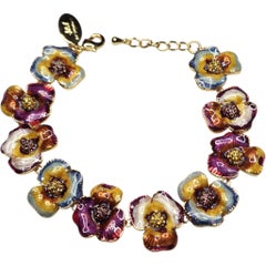 Jay Strongwater 'Spring Blossom' Enamel Floral Link Bracelet
