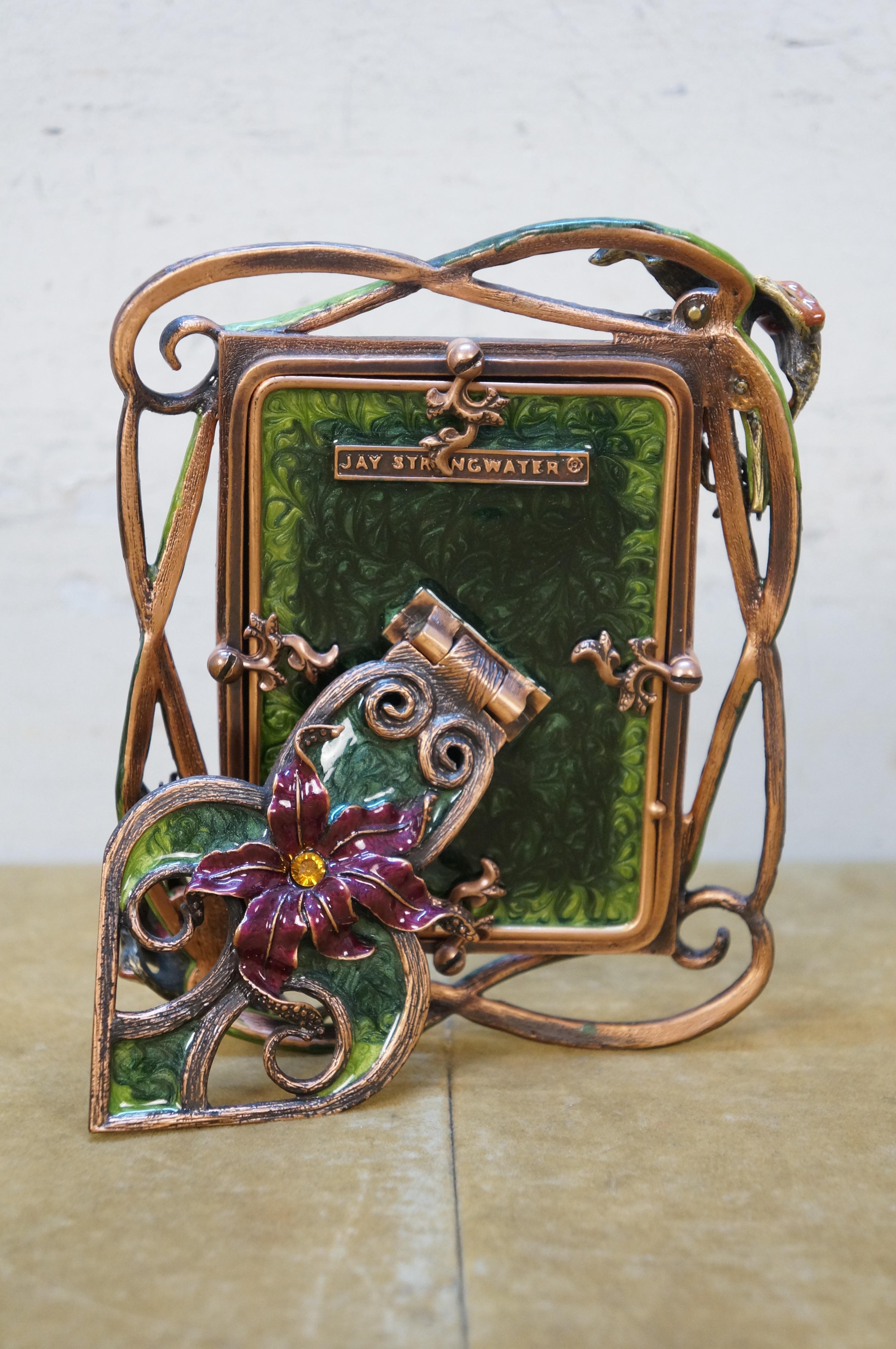20th Century Jay Strongwater Tiger Lily & Bees Enamel Swarovski Crystal Picture Photo Frame For Sale