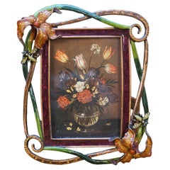 Jay Strongwater Tiger Lily & Bees Enamel Swarovski Crystal Picture Photo Frame