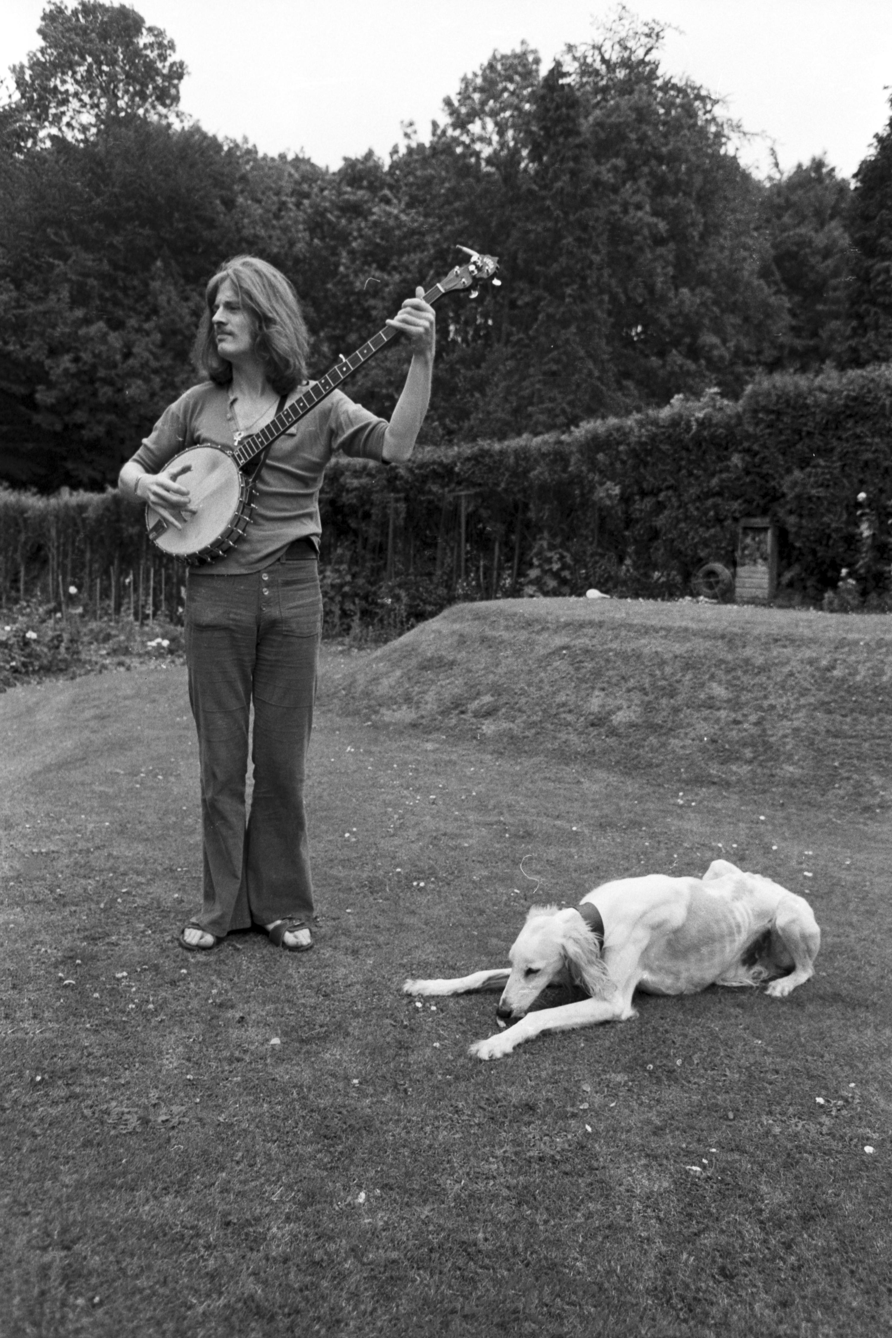 Jay Thompson Black and White Photograph - John Paul Jones of Led Zeppelin in his Backyard Fine Art Print