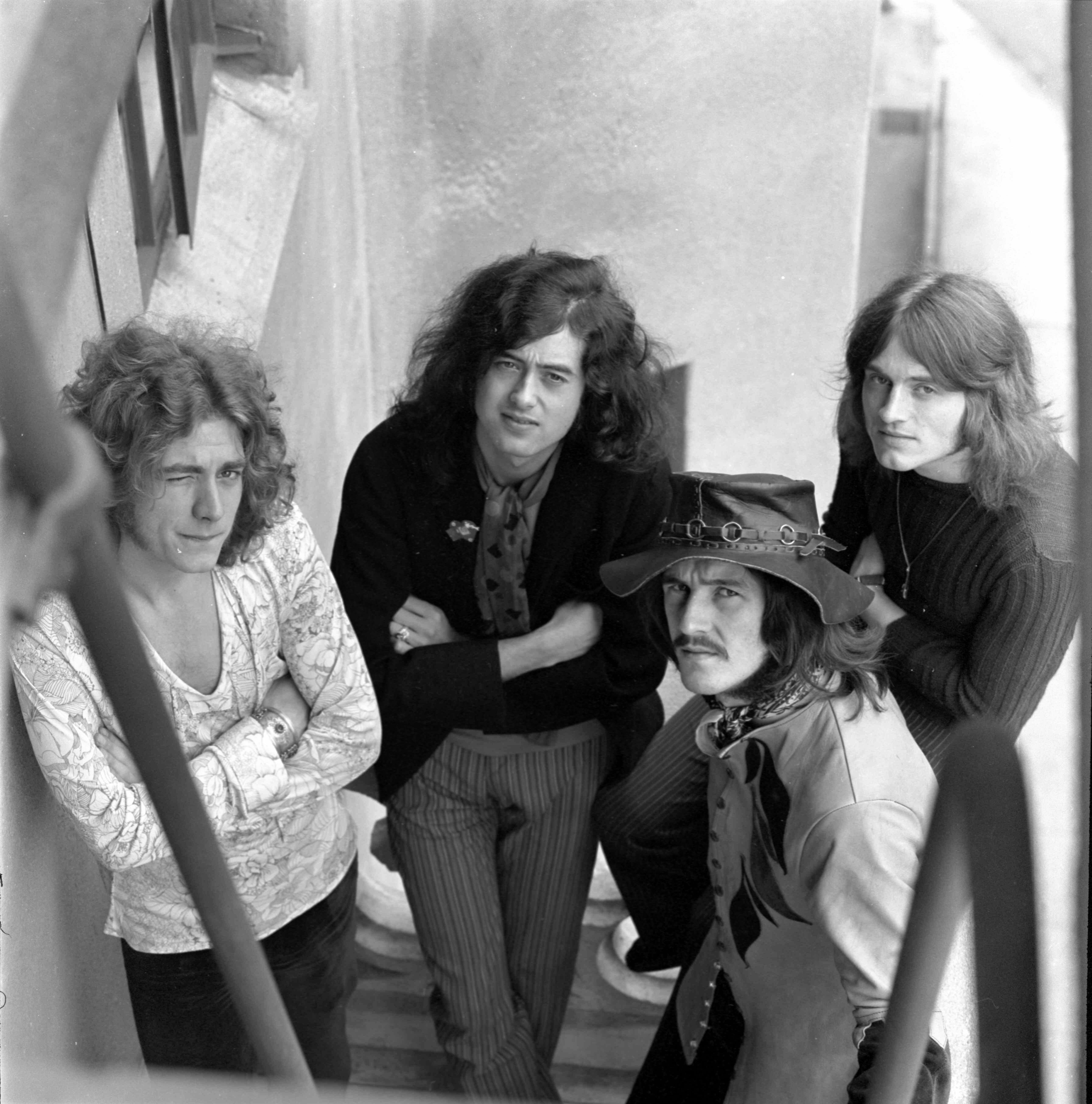 Jay Thompson Portrait Photograph - Led Zeppelin Looking Up at Chateau Marmont Fine Art Print