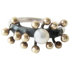 Jay Tuttle Gold Sterling Silver Modernist Spore Ring