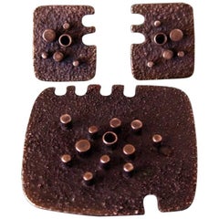 Jay Tuttle Sterling Silver Modernist Earrings and Brooch