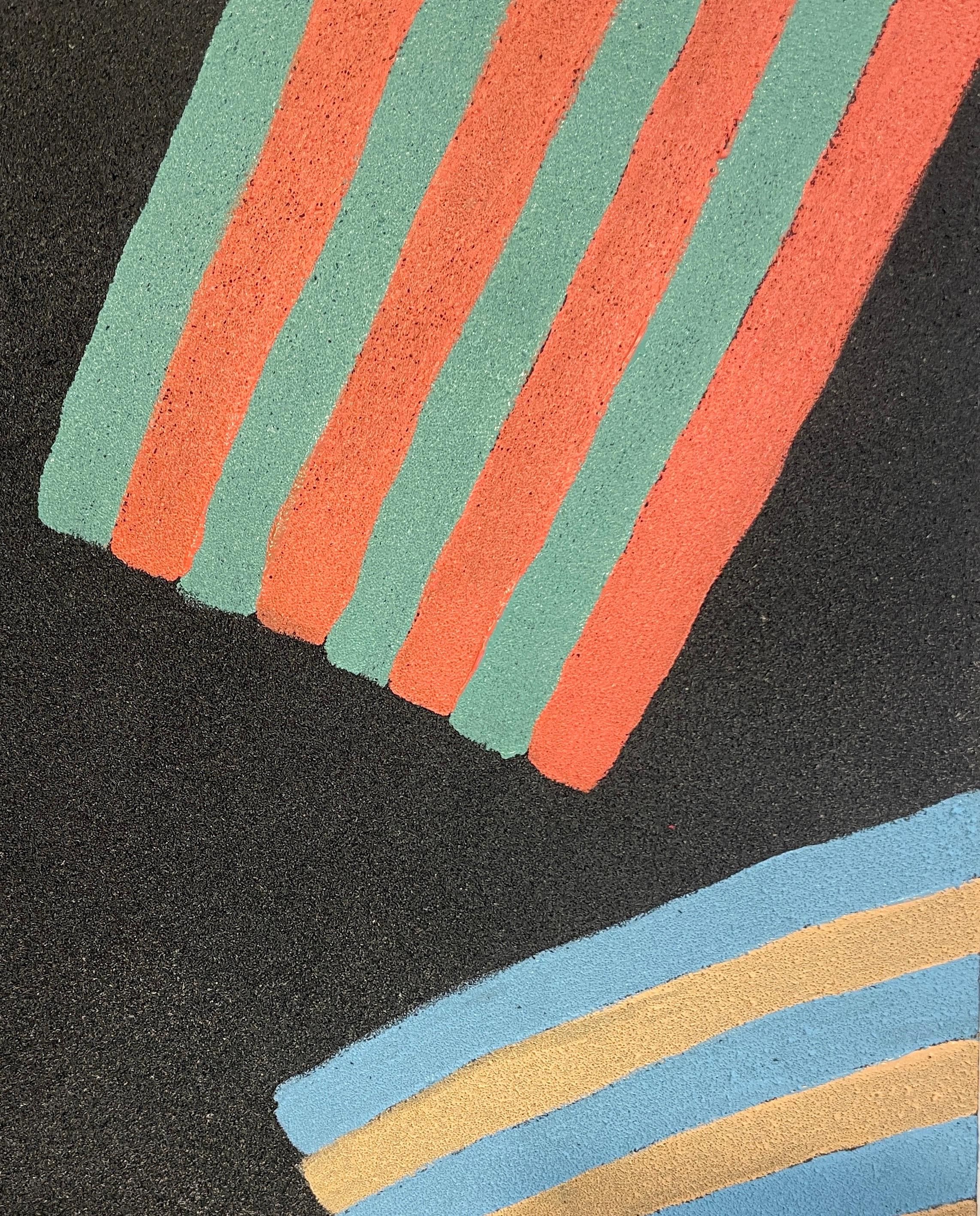 Inner Space #2: geometric abstract painting on paper: yellow, green, pink, black - Beige Abstract Painting by Jay Walker