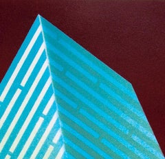 Luminescent Polygon I: contemporary geometric abstract painting, green blue red