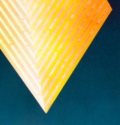 Luminescent Polygon II: contemporary geometric abstract painting, blue & yellow