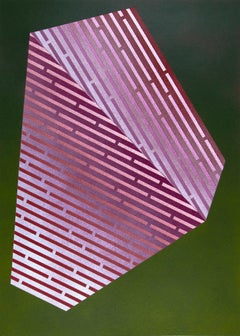 Luminescent Polygon VI: Matisse-inspired geometric abstract painting in pink