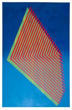 Paper Prismatic Polygon II: geometric abstract painting / work on paper, blue