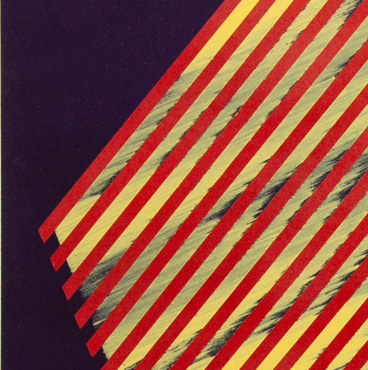 Poligono prismatico XXI: dipinto astratto geometrico con motivo, rosso viola oro - Painting Astratto di Jay Walker