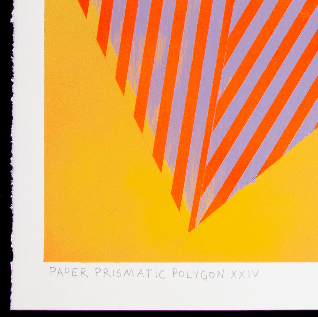 Poligono prismatico XXIV: pittura astratta geometrica in rosso, giallo, oro, viola - Figurative Painting Giallo di Jay Walker