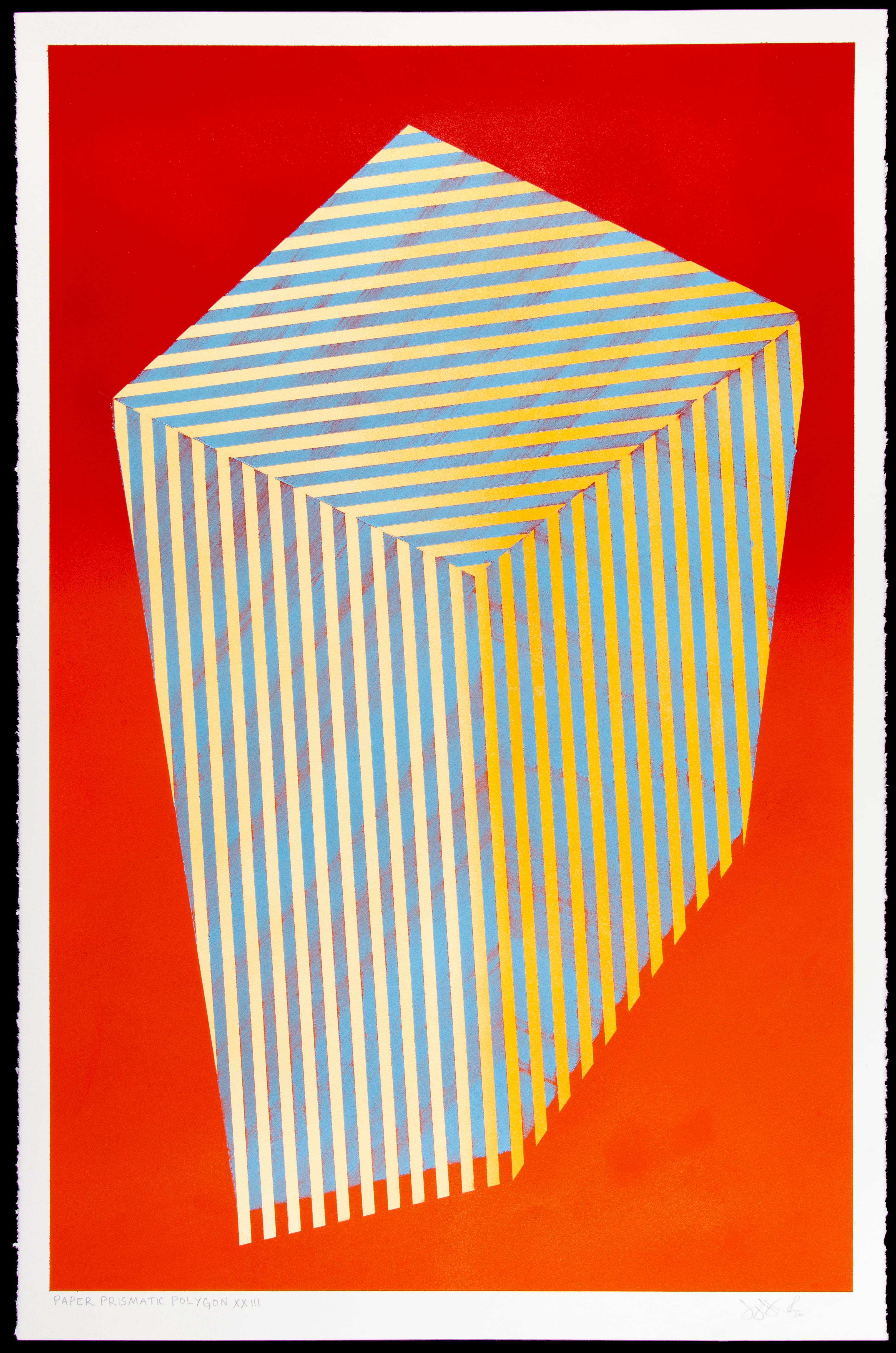 Zwei ungerahmte Prismatische Polygon-Gemälde auf Papier von Jay Walker: XXII & XXIII im Angebot 11