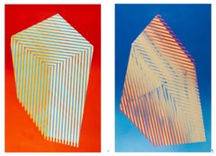 Zwei ungerahmte Prismatische Polygon-Gemälde auf Papier von Jay Walker: XXII & XXIII