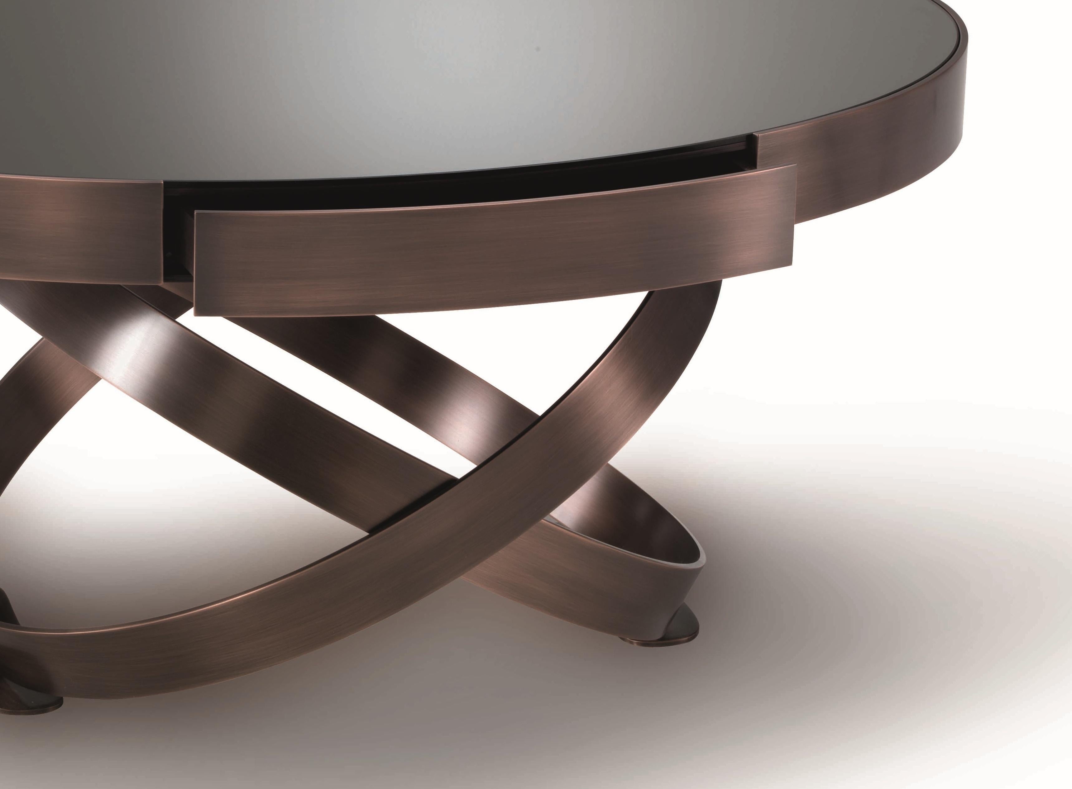 Jaya, Orsi, Sra. Elise Som, Mesa baja Tavolina II, Bronce cobrizo, tapa de espejo Italiano en venta