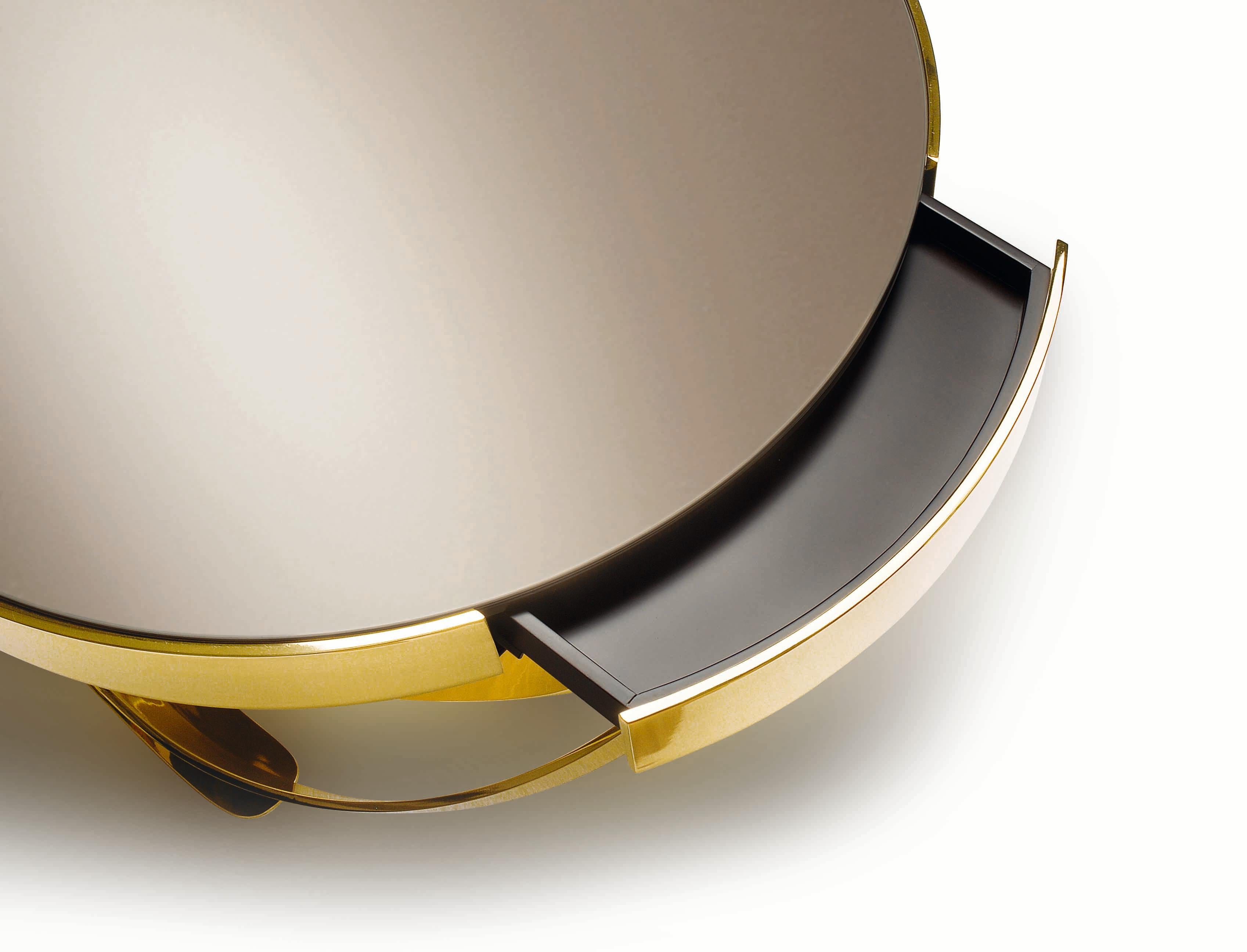 Jaya, Orsi, Sra. Elise Som, Mesa baja Tavolina II, Bronce cobrizo, tapa de espejo en Nuevo estado para la venta en Cabiate, IT