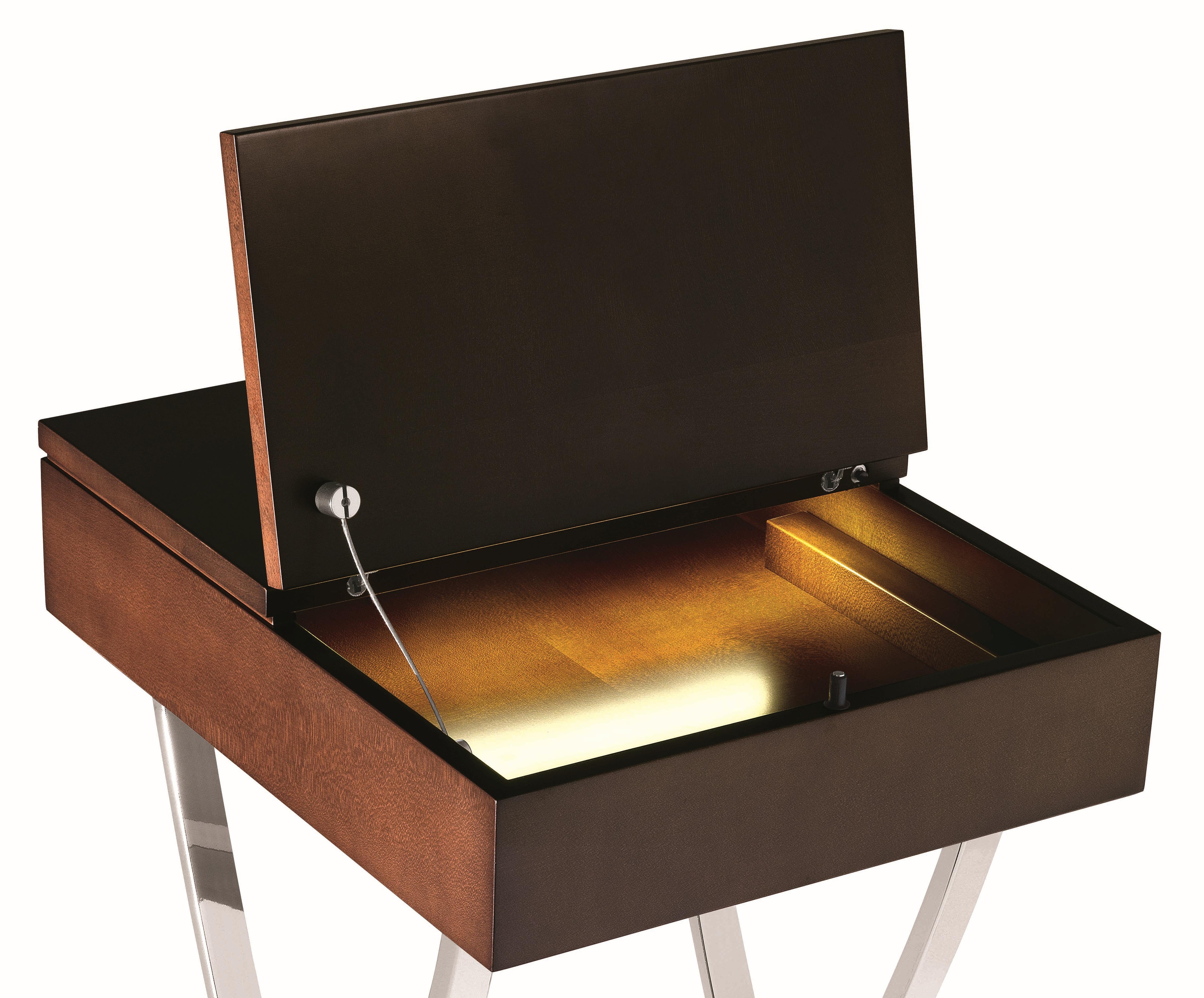 Modern Jaya, Orsi, Mrs. Elise Som, Cruzita Little Table, Walnut/Ebony, Chrome Legs For Sale