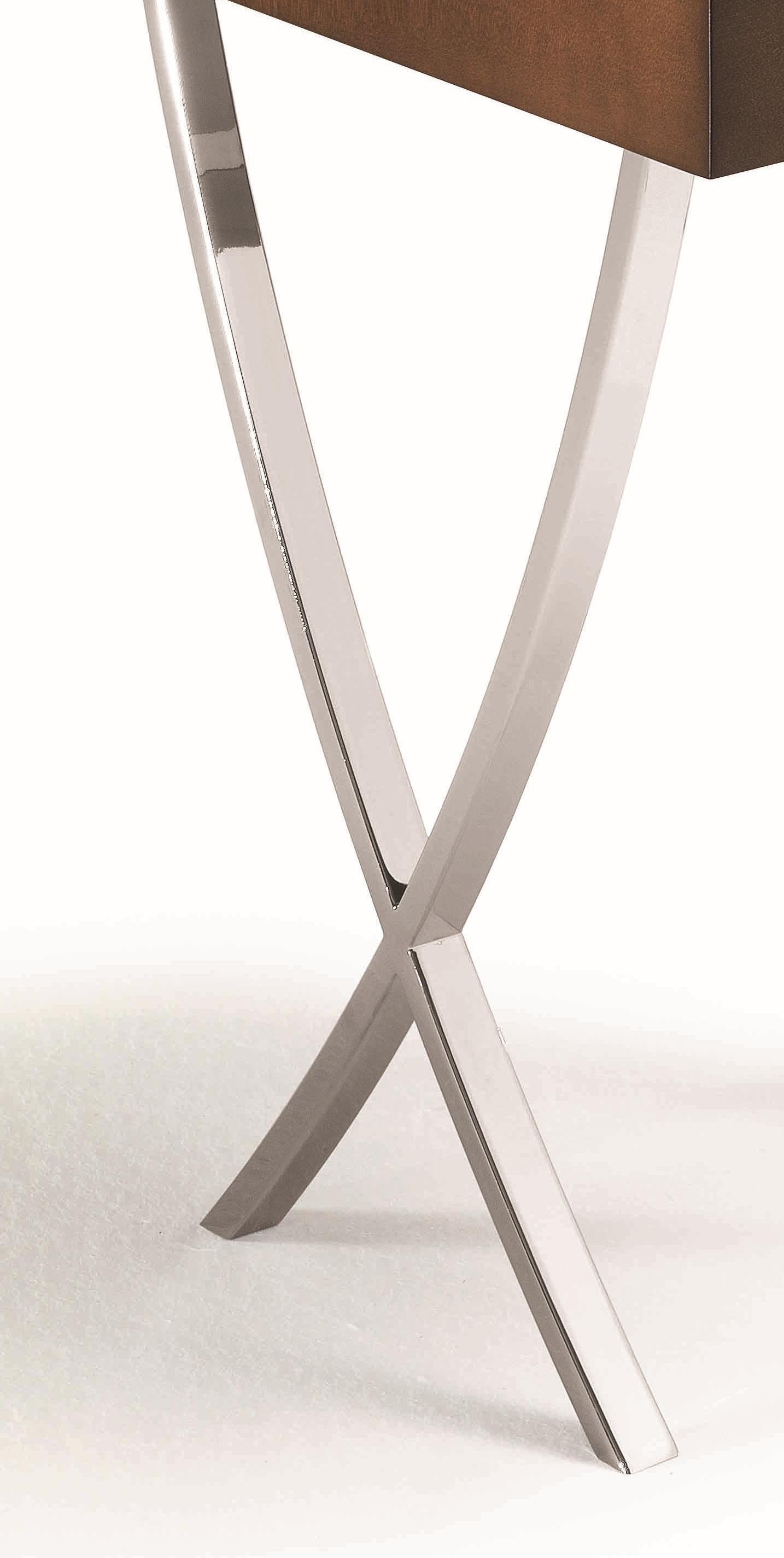 Italian Jaya, Orsi, Mrs. Elise Som, Cruzita Little Table, Walnut/Ebony, Chrome Legs For Sale