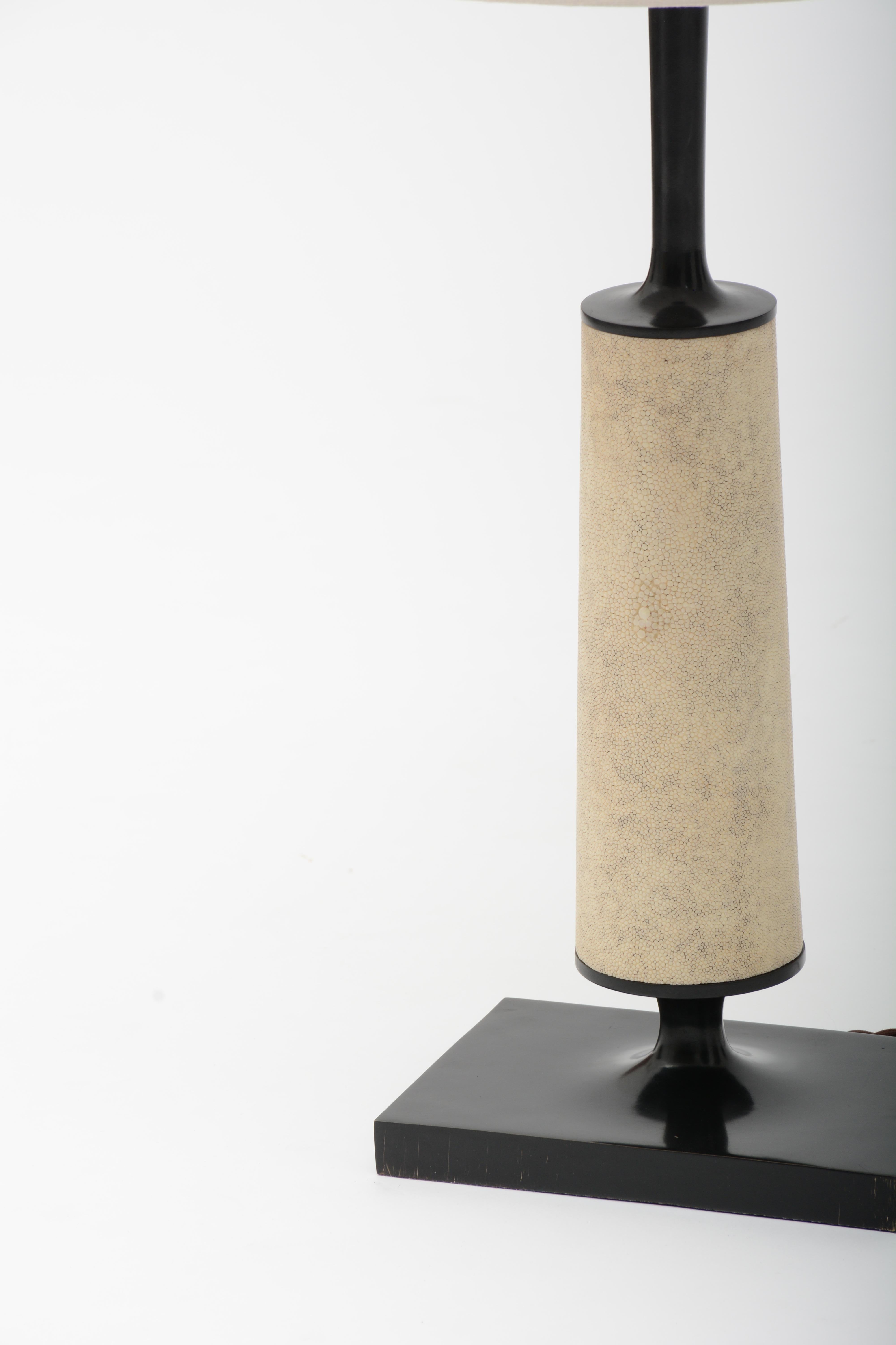 European Jaya Table Lamp, Bronze and Shagreen Table Lamp by Elan Atelier in Stock For Sale