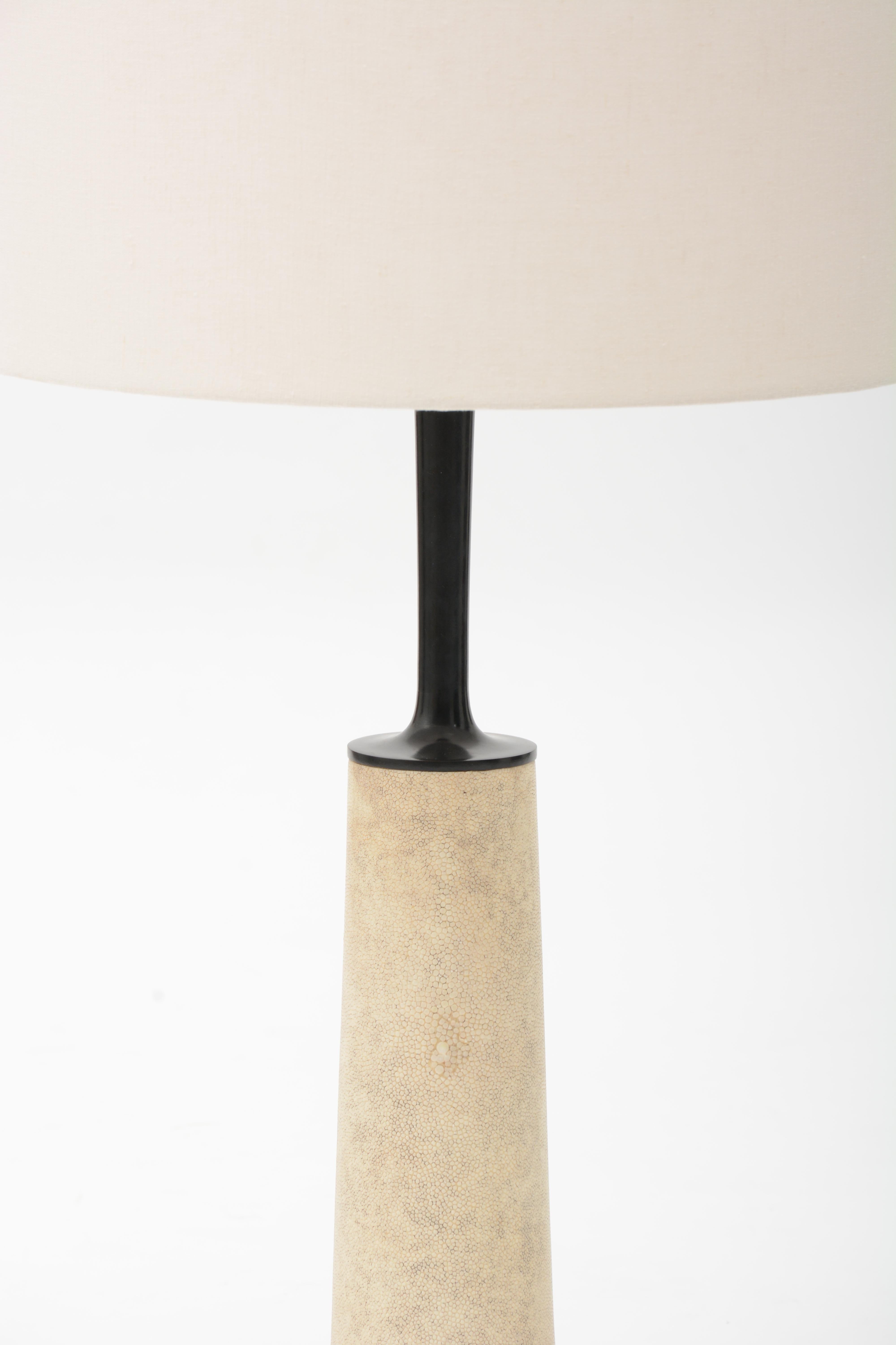Jaya Table Lamp, Bronze and Shagreen Table Lamp by Elan Atelier in Stock In New Condition For Sale In New York, NY
