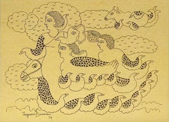 Untitled, Pen, Ink Drawing on Sikishi Board Contemporary Indian Artist-In Stock