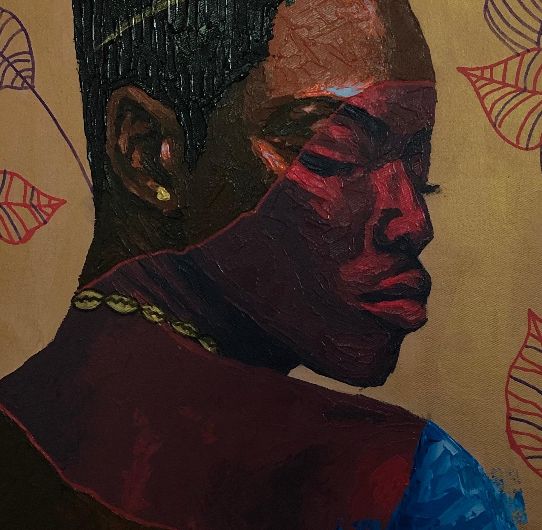 In All Her Glory (Engraced) -21st Century Contemporary, Figurative, Modern Women (Schwarz), Portrait Painting, von Jayeola Joshua