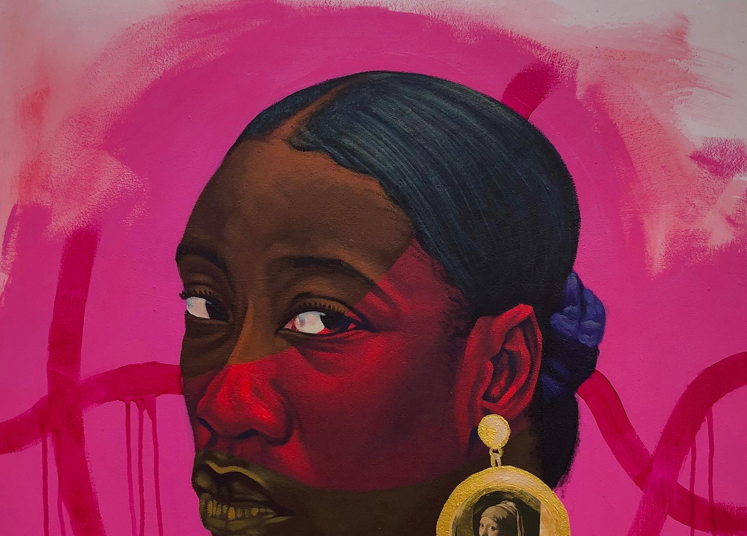 Signora con perla -21° secolo, Contemporaneo, Ritratto figurativo, Donne, Bellezza - Painting di Jayeola Joshua