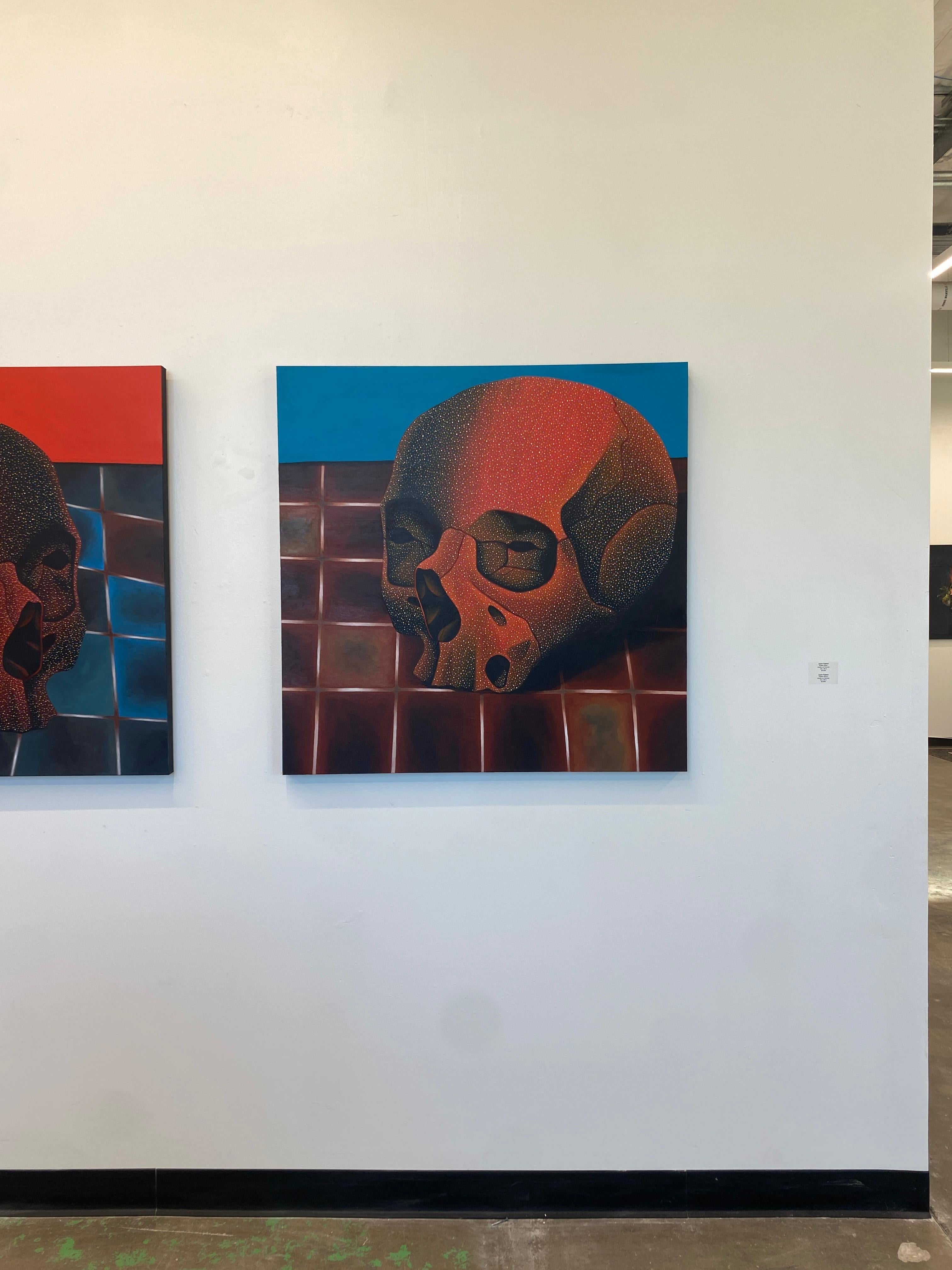 In this latest series of work, Pigford carefully places familiar symbols that he has referenced throughout his career within colorful but unknown settings. Pigford appoints two protagonists; plants and skulls, as he contemplates the balance of life
