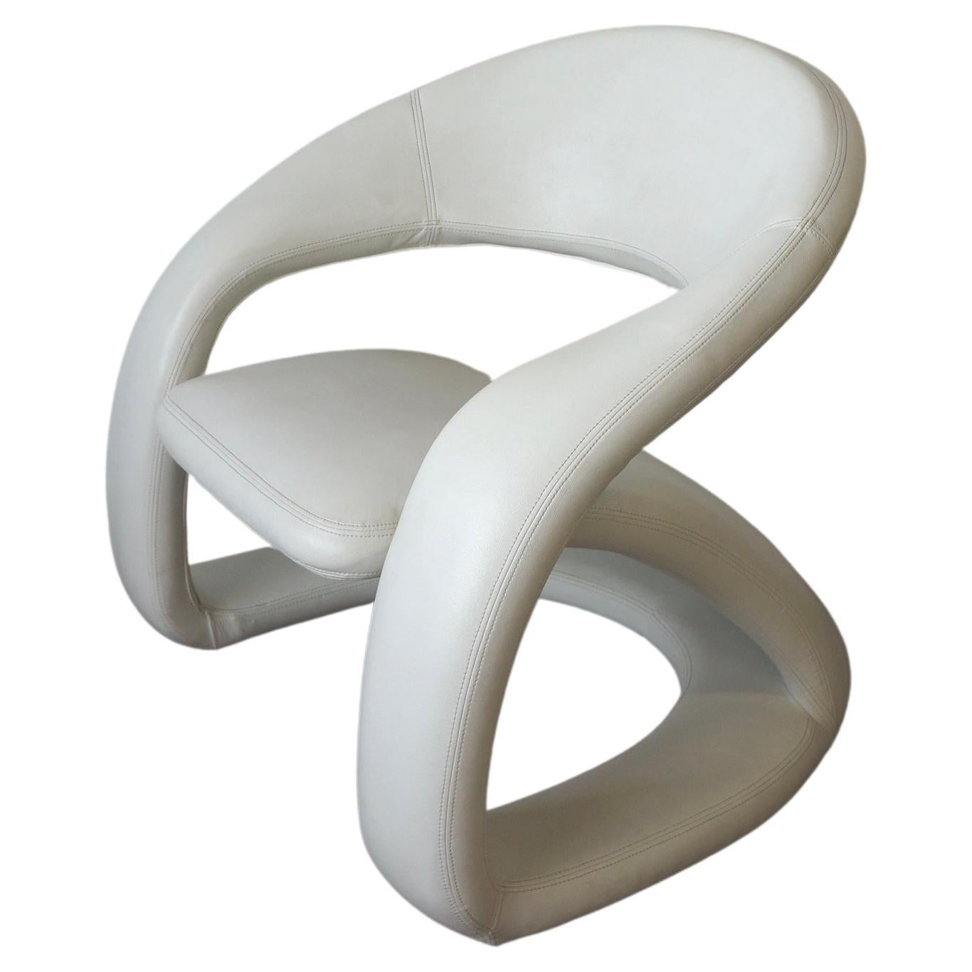 Jaymar sculptural lounge chair in white faux leather