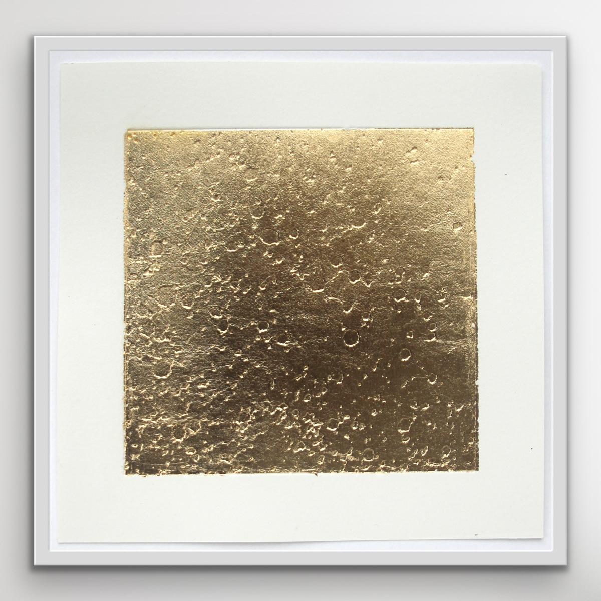 Jayne Wilton Abstract Print - Joy is not made to be a Crumb (Gold): Bubbles in the Sand, Hand-Pulled Etching