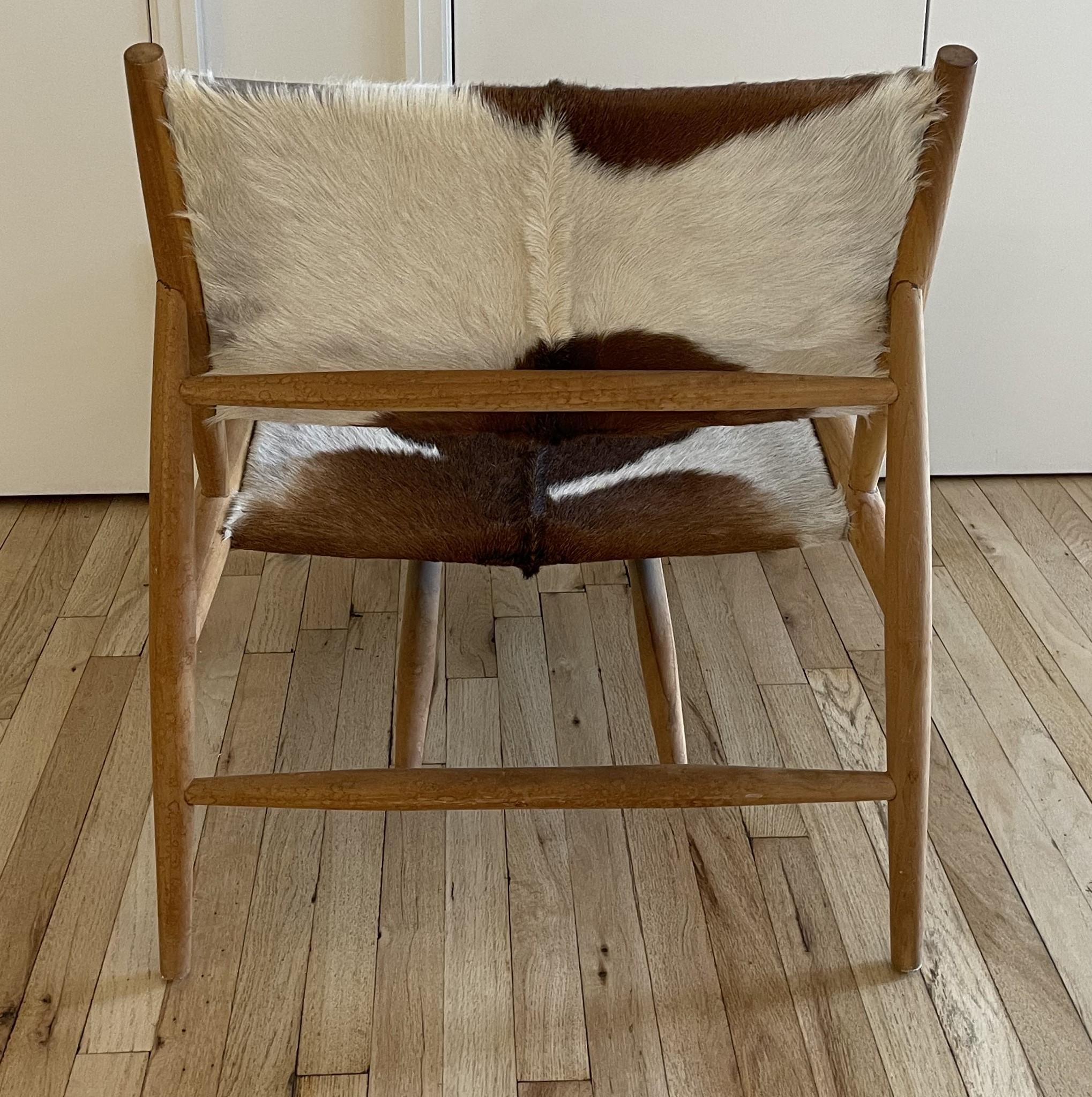 Hand-Crafted Jayson Home Serge Chair with Natural Goat Hide and Teak Frame