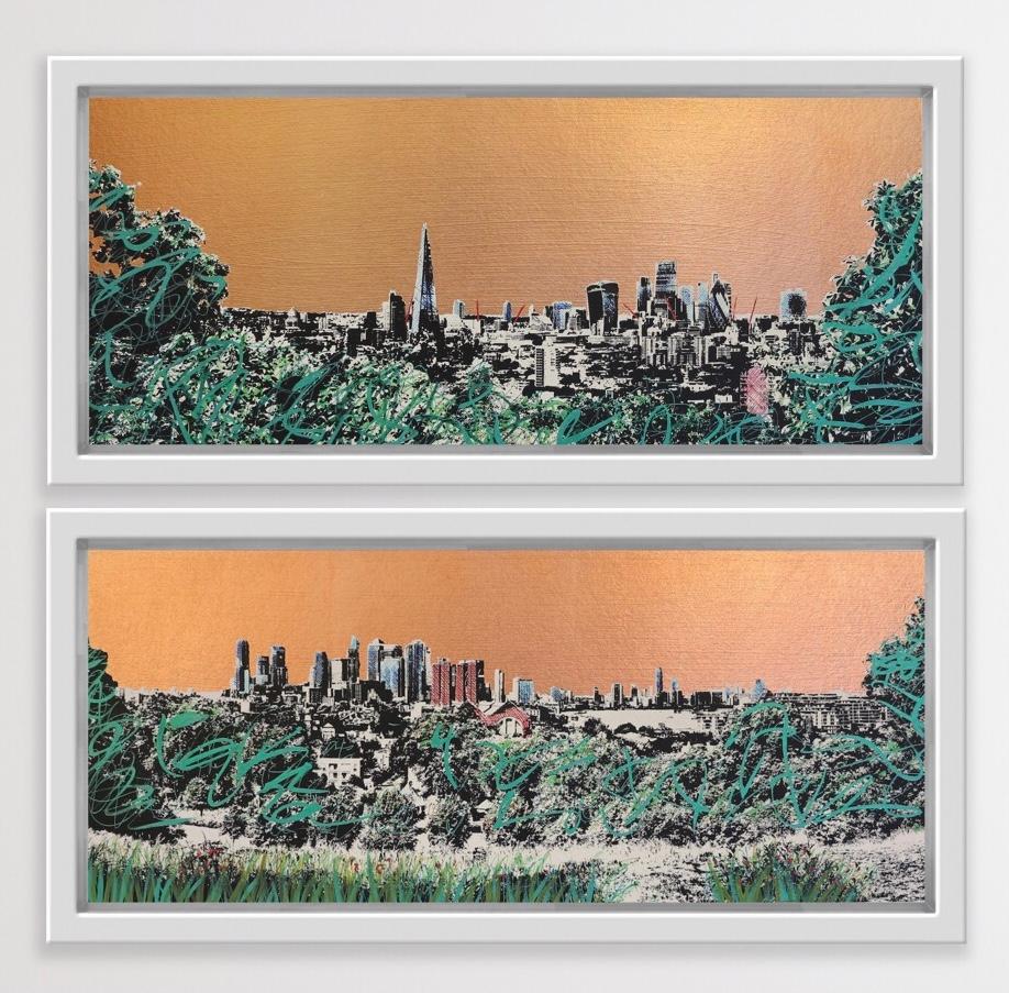 Jayson Lilley Figurative Print - A little Bit of London and A little bit of Canary Wharf diptych