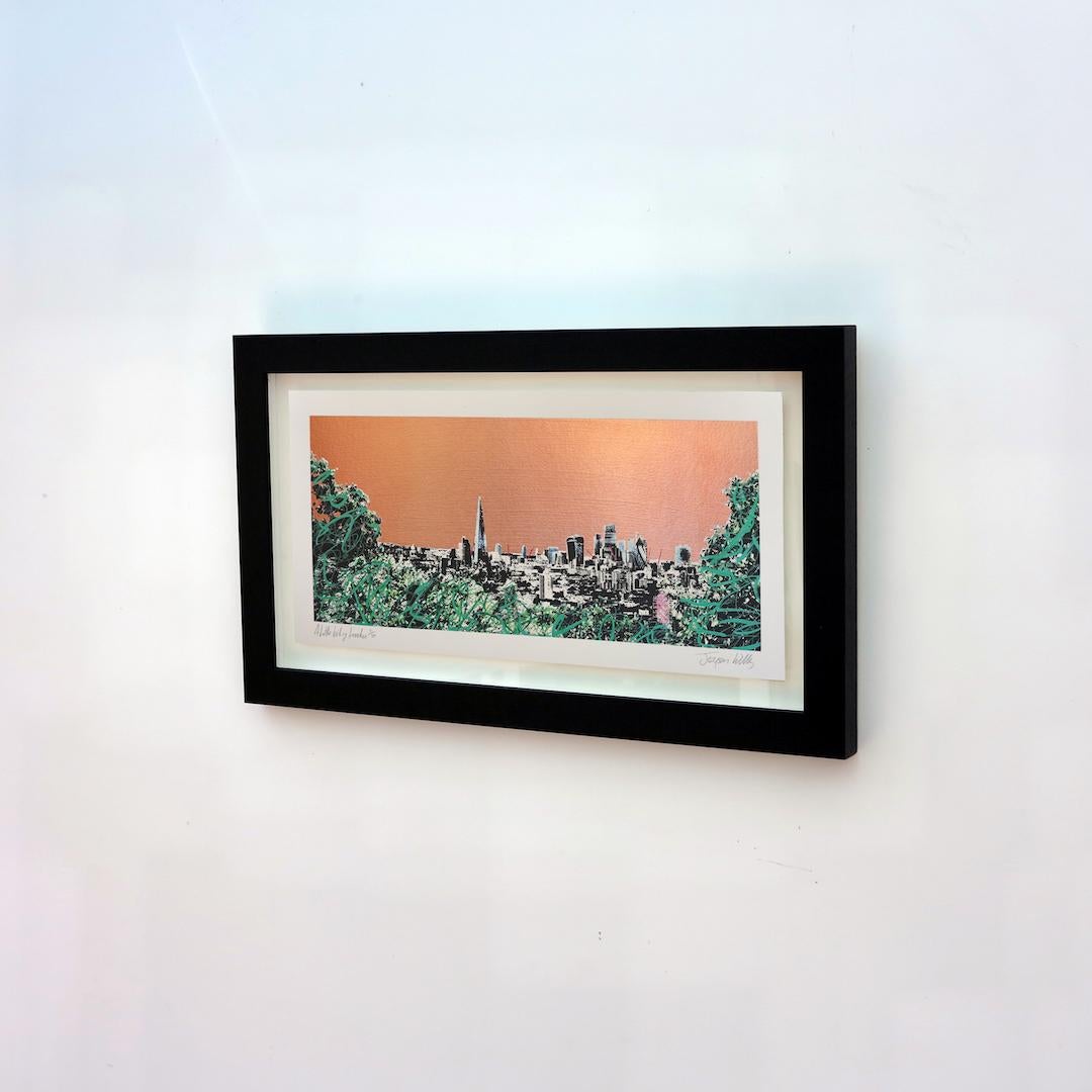 Jayson Lilley
A little Bit of London
Limited Edition City Scape Art
Screen Print with Gold Leaf, Pen and Ink on Museum Board
Edition of 50
Size: H 24cm x W 51cm
Sold Unframed

(Please note that in situ images are purely an indication of how a piece