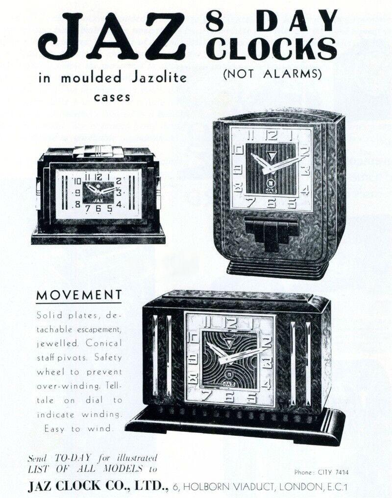 JAZ French Art Deco Hotic Bakelite Clock, 1934 For Sale 11