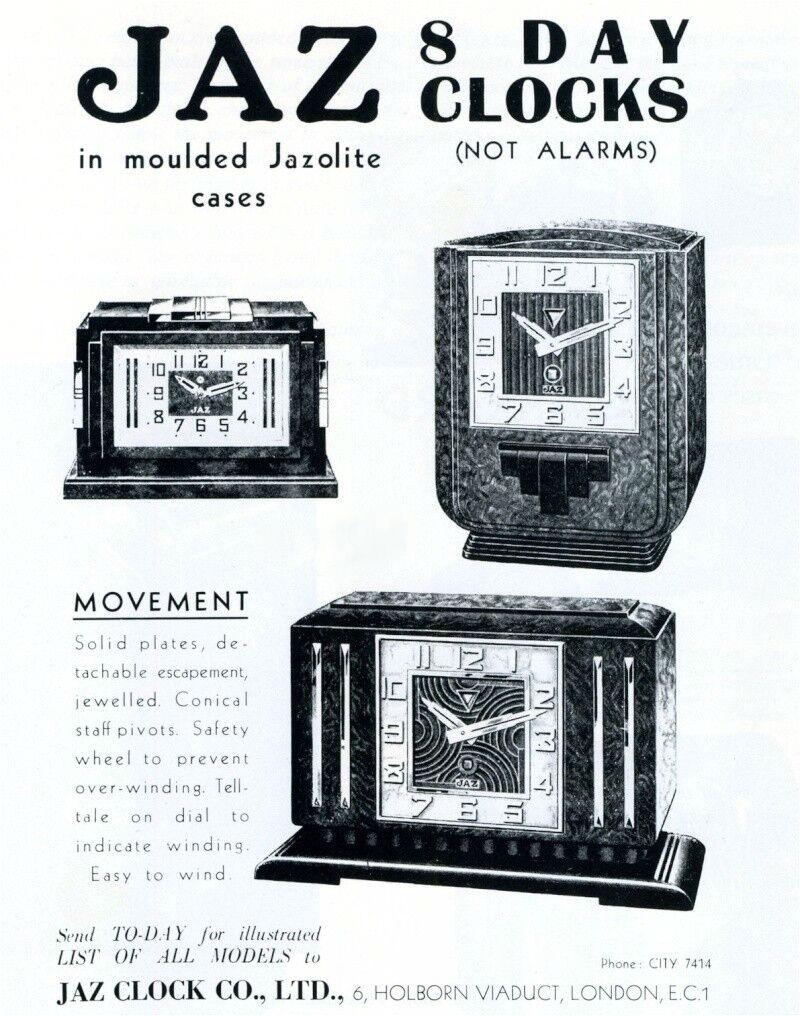 Horloge Art déco en bakélite chaude JAZ, 1920 9