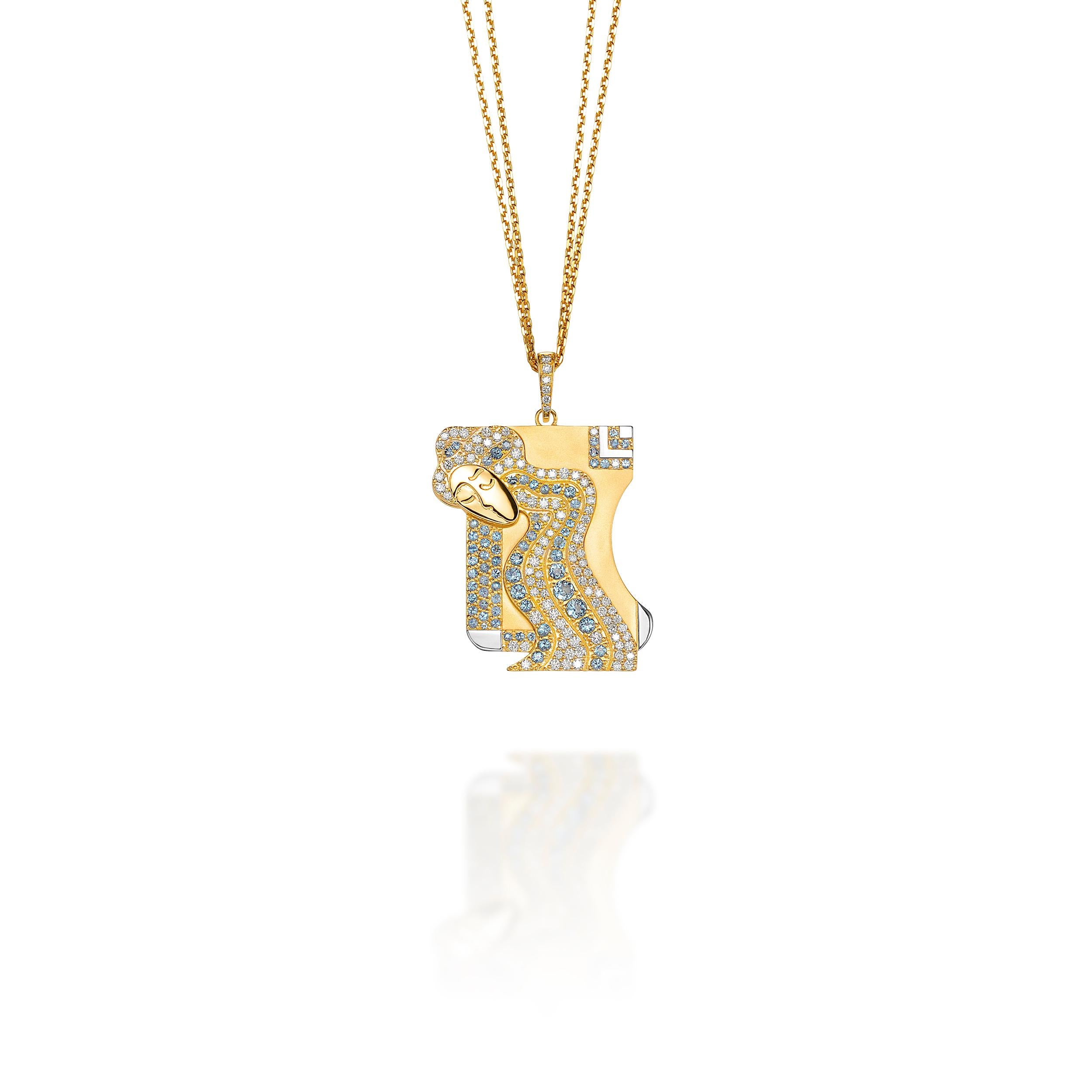 Virgo Pendant - methodically self controlled on the surface, wise and witty. Thoughtfull in revealing all that passion and delicate emotion from within. Diamonds aid you in attaining spiritual balance.

Jazychic Zodiac Pendant 18k Gold with 0.82 ct