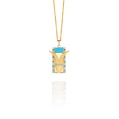 Jazychic Zodiac Pendant 18k Gold with 1.00 Ct Diamonds and 0.05 Ct Aquamarine