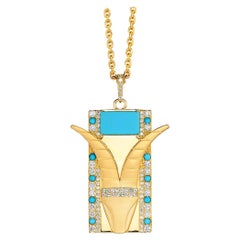Jazychic Zodiac Pendant 18k Gold with 1.00 Ct Diamonds and 0.05 Ct Aquamarine