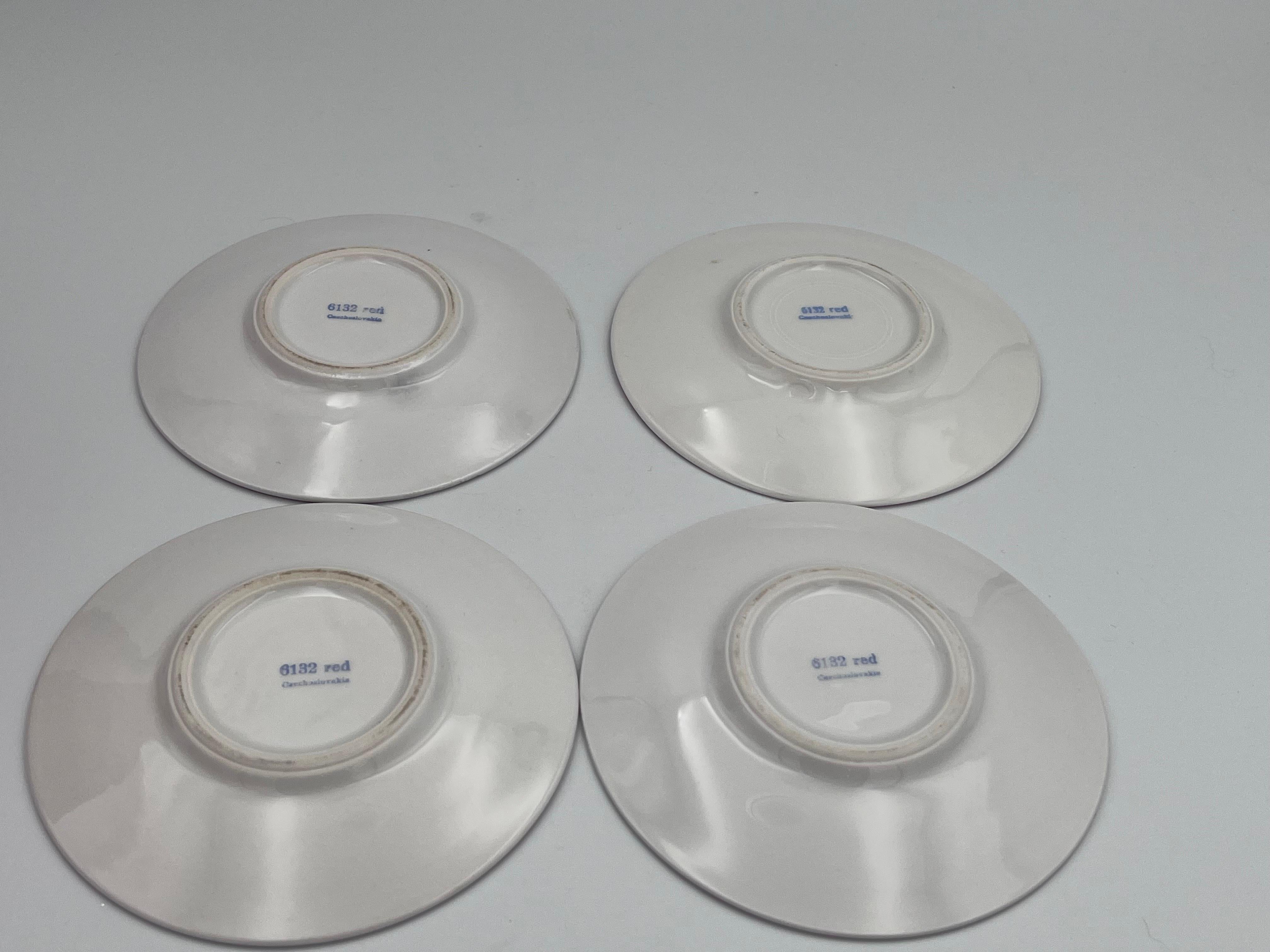 Service à café Demitasse en porcelaine rouge et blanche Jazz Age 1930's EPIAG Art Deco en vente 8