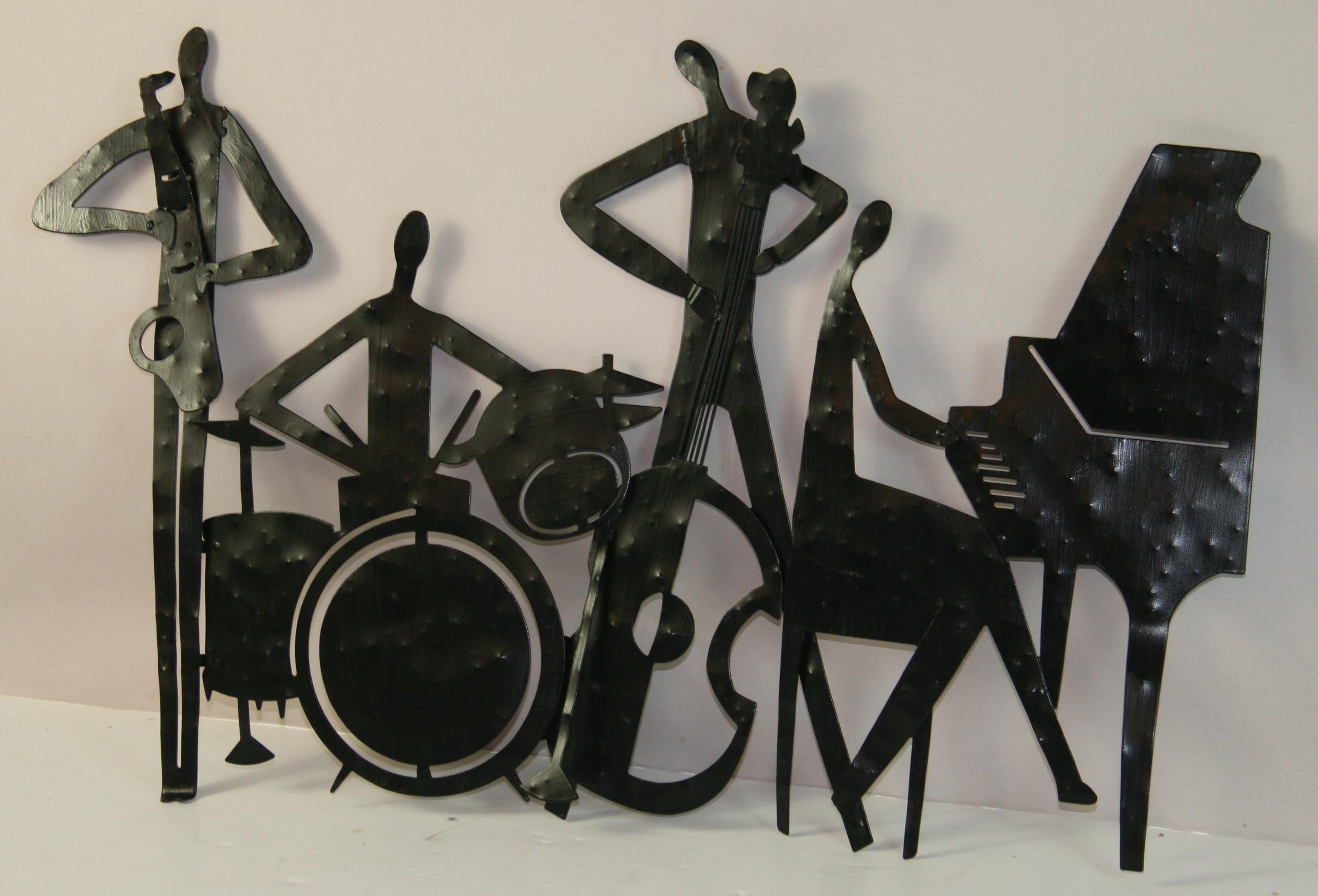 Jazz Band Metal Wall Sculpture In Good Condition For Sale In Douglas Manor, NY